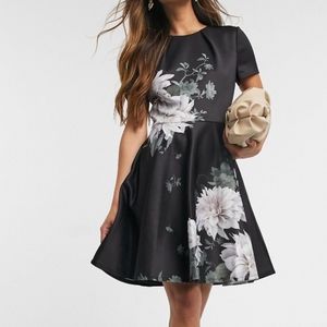 ted baker black floral skater dress Ted Baker Chestna Oracle Skater Dress evaChic